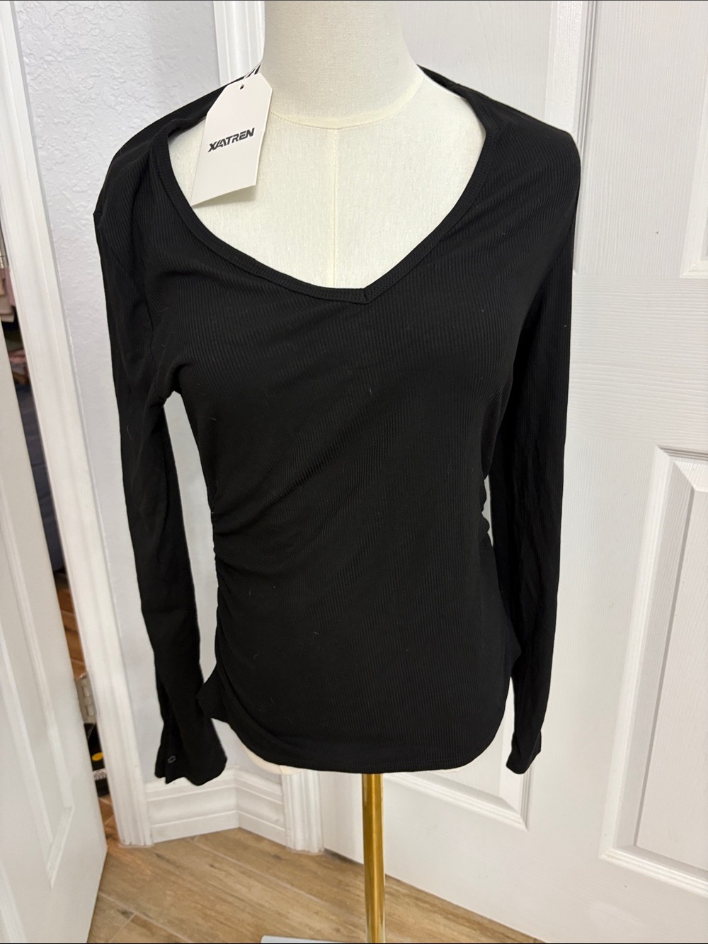 Black/Pink/Navy Ribbed V-Neck Long Sleeve Tee Bundle